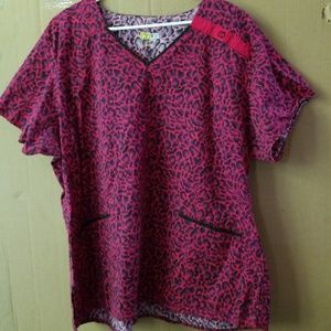 Leopard print scrub top